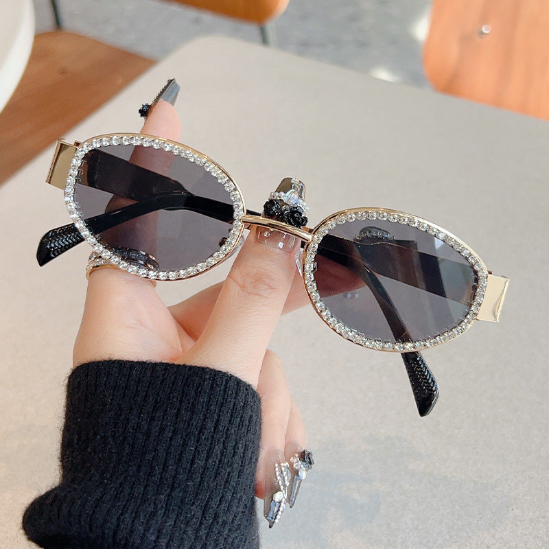 Damen Designer-Sonnenbrille mit funkelndem Kristallrahmen Brehn