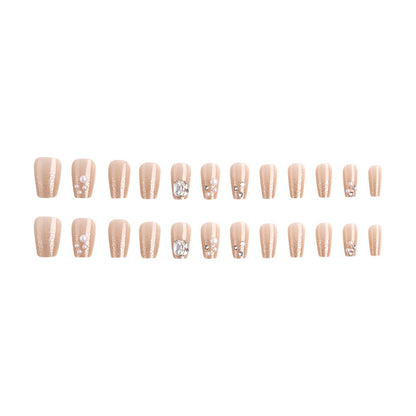 Kunstnagelset mit elegantem Perl- und Glitzerdesign Brehn