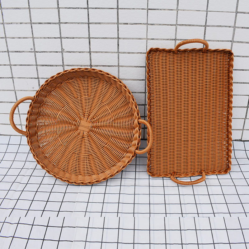 Handgefertigtes Geflochtenes Serviertablett Set Brehn
