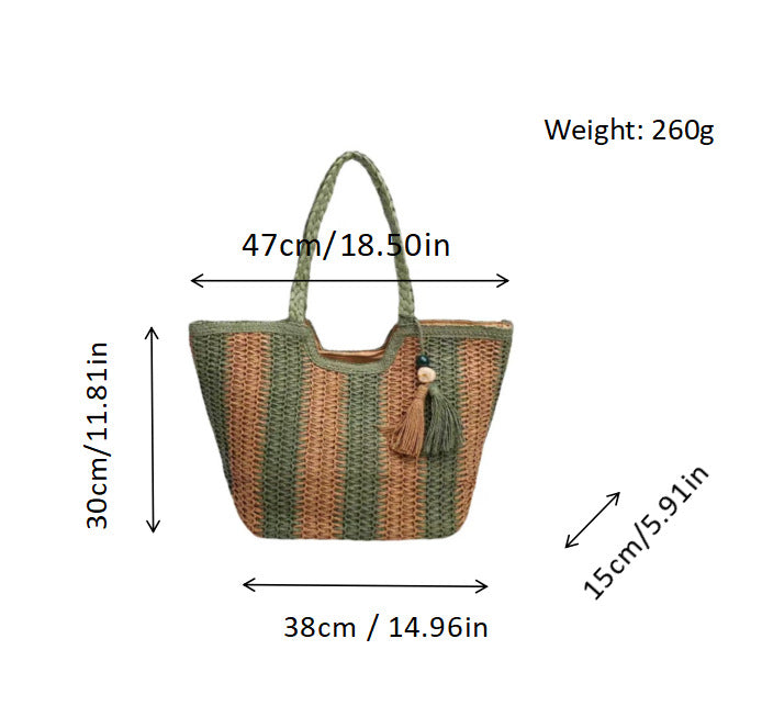 Strandtasche mit Fröhlichen Streifen und Quastendetails Brehn