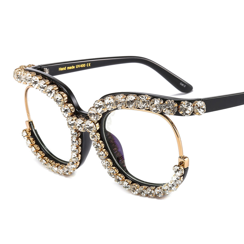 Damen Glamouröse Cat-Eye-Sonnenbrille mit funkelndem Kristallbesatz Brehn