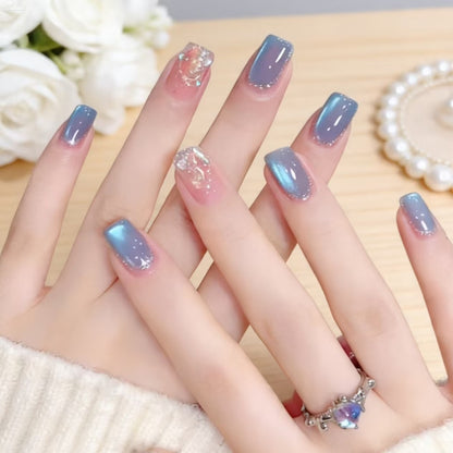 Gradient Ombre Nagelverlängerungen mit Glitzer