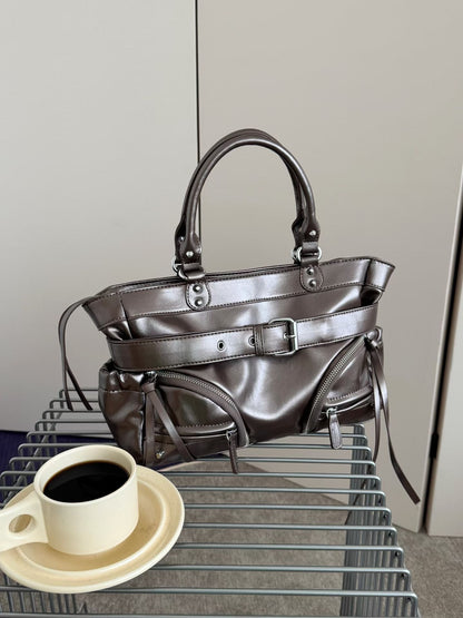 Strukturierte Leder-Handtasche