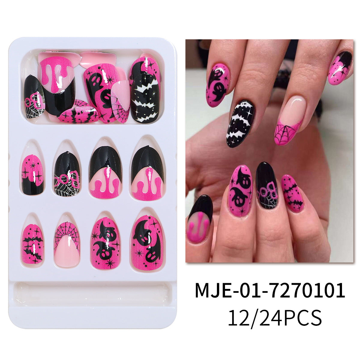 Künstlerisches Abstract Press-On Nagelset Brehn