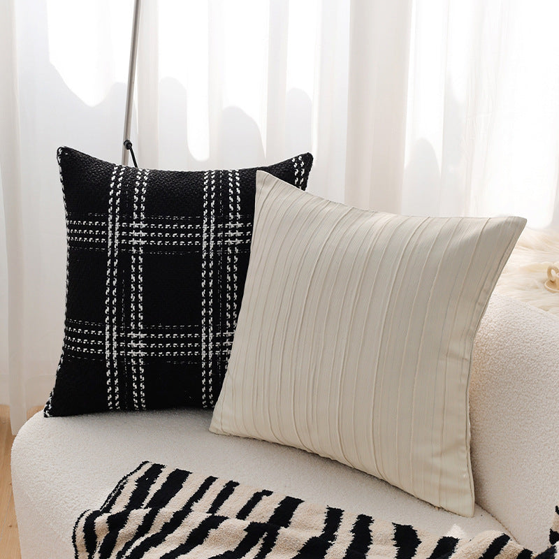 Quadratischer Zierkissenbezug im Tweed‑Look mit gewebter Plaid‑Textur und feiner Bouclé‑Haptik Brehn