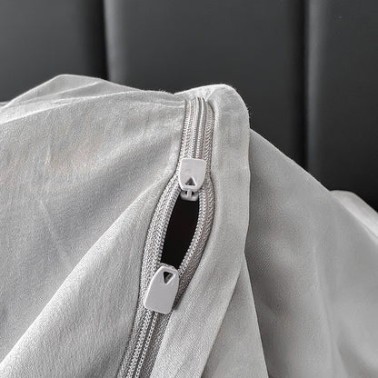 Premium gebürstetes Baumwollsatin Bettbezug Set mit Leiterstichsaum & Oxford Kissenbezüge