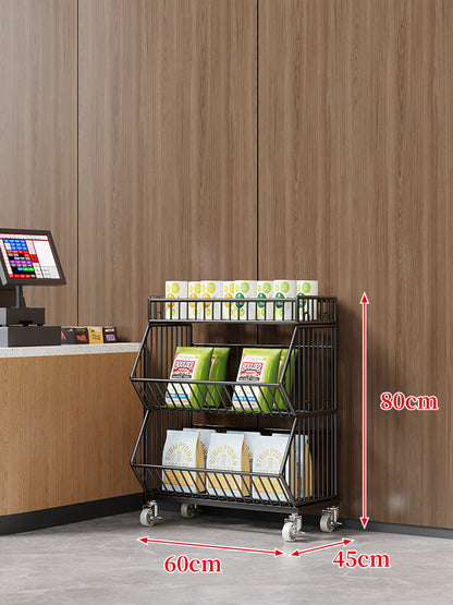 Drei-Stufiger Mobiler Drahtkorb-Organizer-Wagen