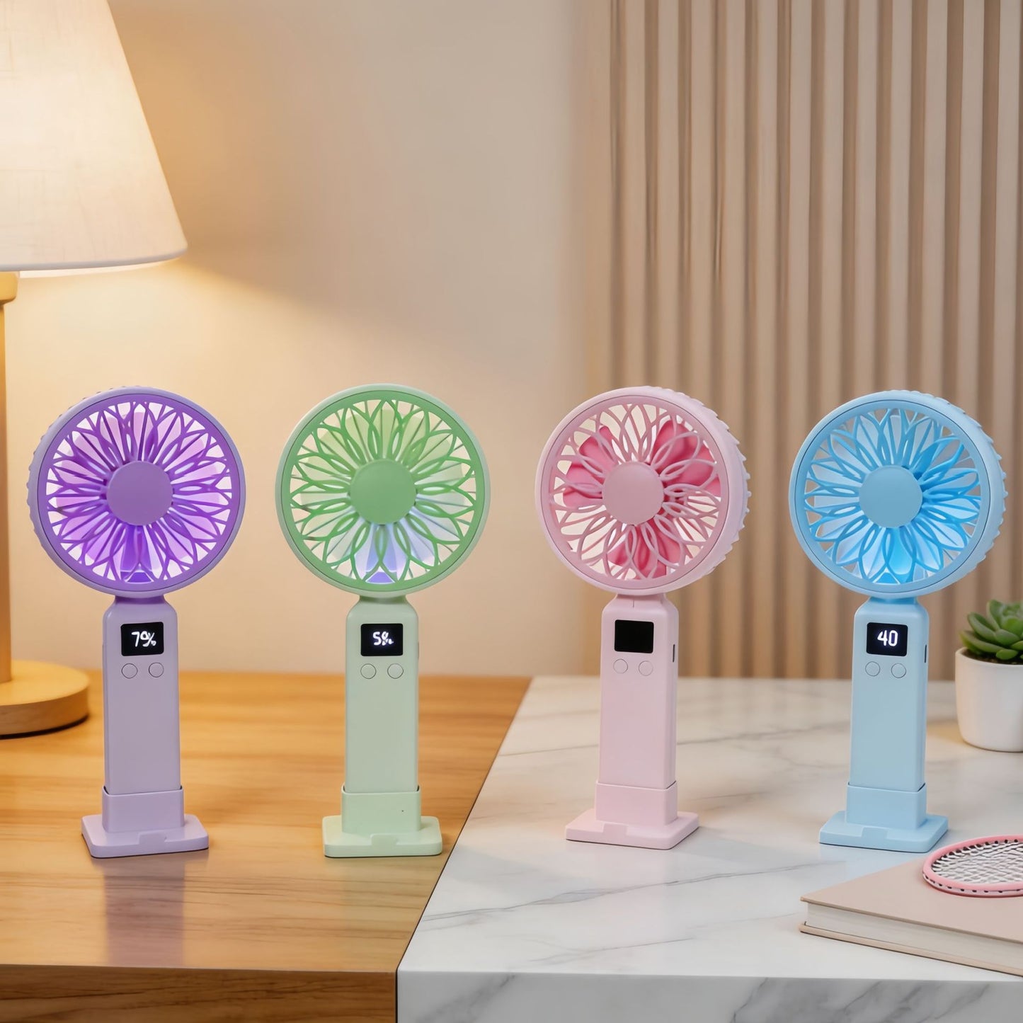 Damen Tragbarer USB-Lüfter mit LED-Display und ergonomischem Design Brehn