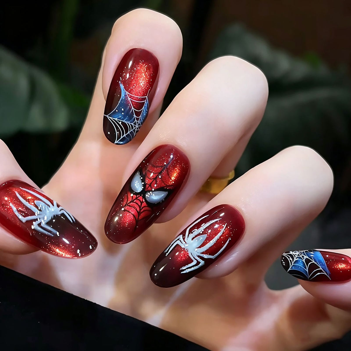 Themenbasierter Spider-Man inspirierter Press-On Nagelkunst Set Brehn