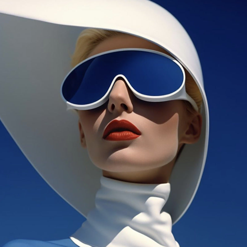 Damen modische Sonnenbrille im futuristischen Stil Brehn
