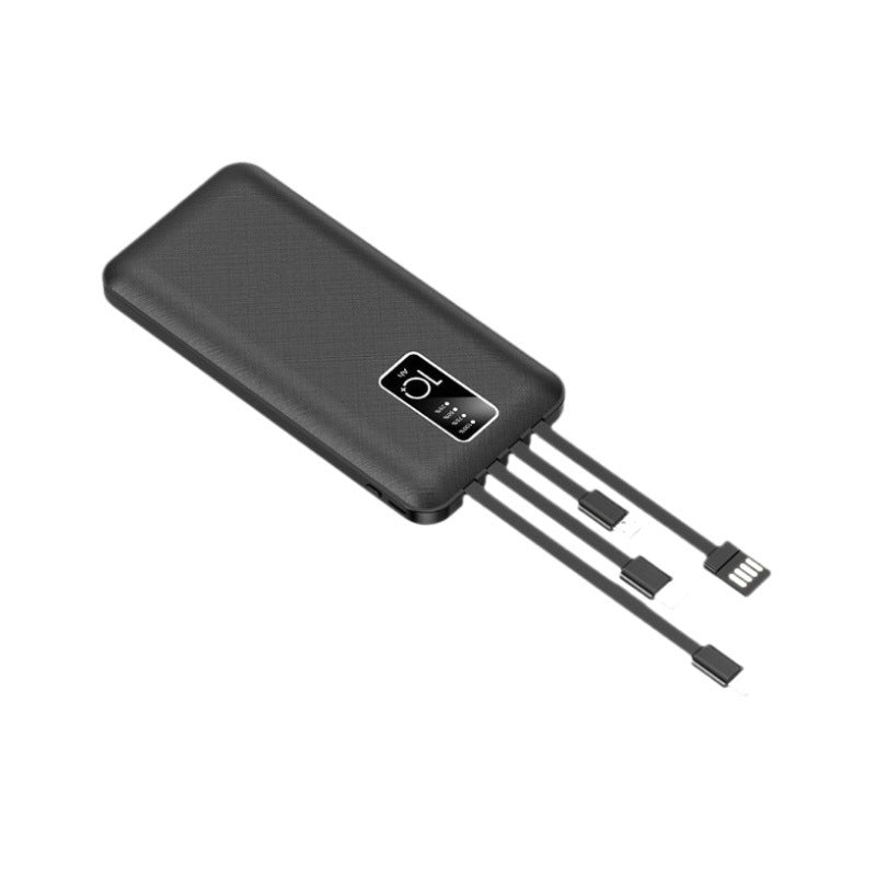 Tragbare Powerbank mit Integrierten Ladekabeln und Digitaler Ladestandanzeige Brehn