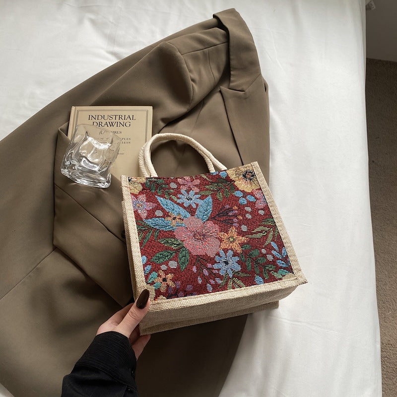 Blumenverzierte Mini-Tote-Bag