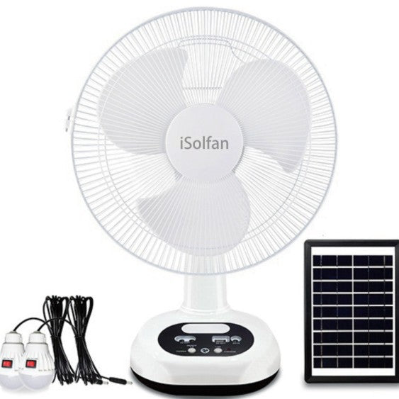 Damen Solarbetriebener Tischventilator mit integrierter LED-Beleuchtung und Fernbedienung Brehn