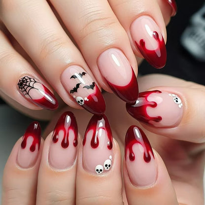 Gothic Halloween-inspirierter Press-On-Nagelkunst-Set