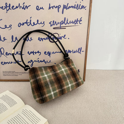 Kariertes Wollmischung Handtasche