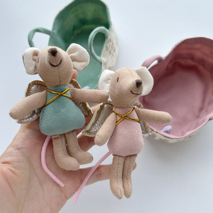 Mini-Stoffmaus-Puppe im tragbaren Leinen-Totenspielset