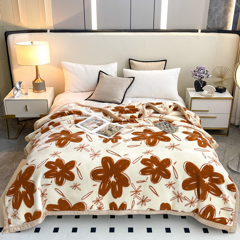 Blumengemusterte Fleece-Wurfdecke Brehn