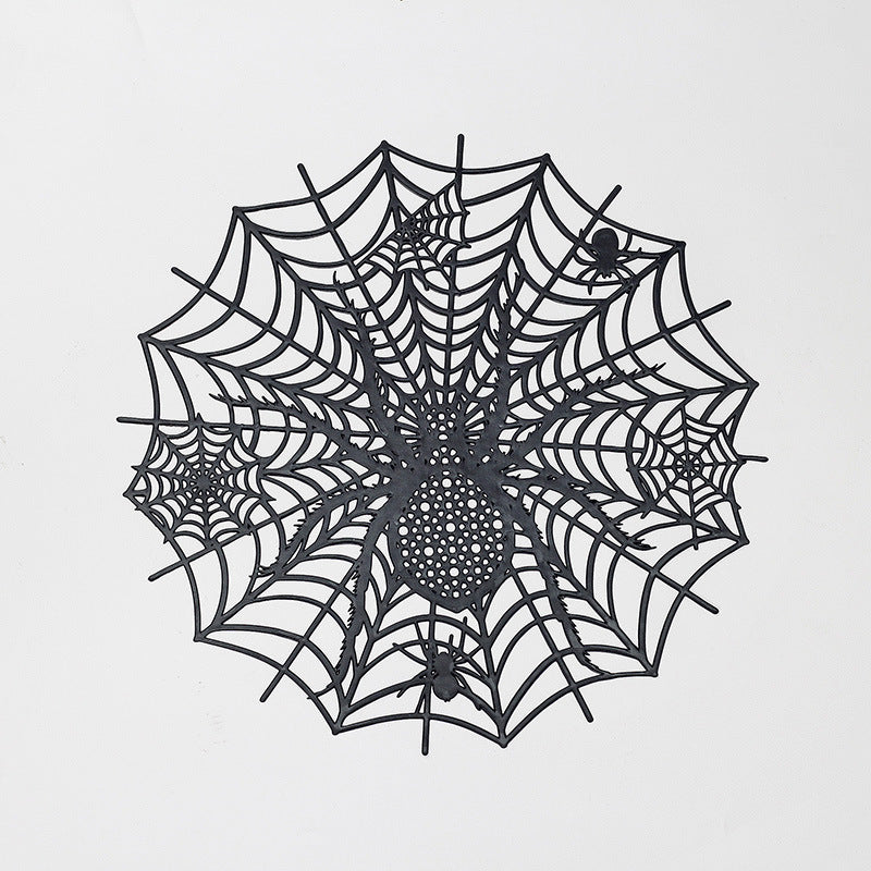 Filigrane Halloween-Tischdekoration Spinnennetz-Platzset aus flexiblem Kunststoff
