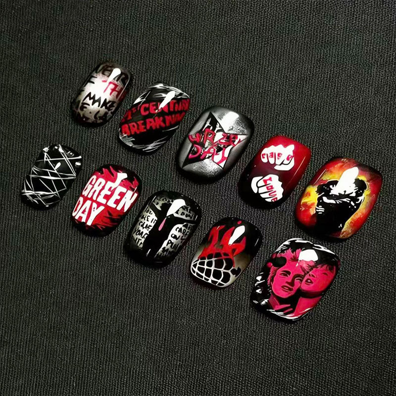 Künstlerisches katzenmotiviertes Press-On-Nagelkunstset Brehn