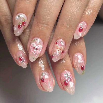 Elegantes handgemaltes Press-On-Nagel-Set