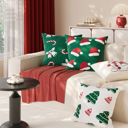 Christmas-Themed Decorative Square Throw Pillow Cover with Hidden Zipper and Soft Linen-Blend Fabric