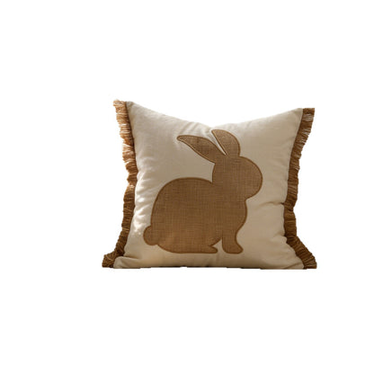 Geplüschtes Bunny Applikation Nackenstützkissenbezug mit Pom-Pom Schwanz
