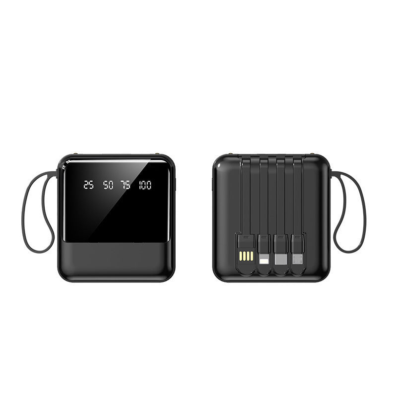 Tragbare Powerbank mit LED-Statusanzeige und integriertem Kabelsystem Brehn