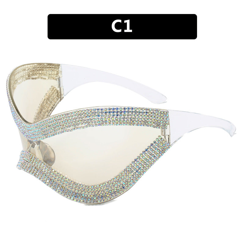 Damen glamouröse Sonnenbrille mit strassbesetztem Rahmen Brehn
