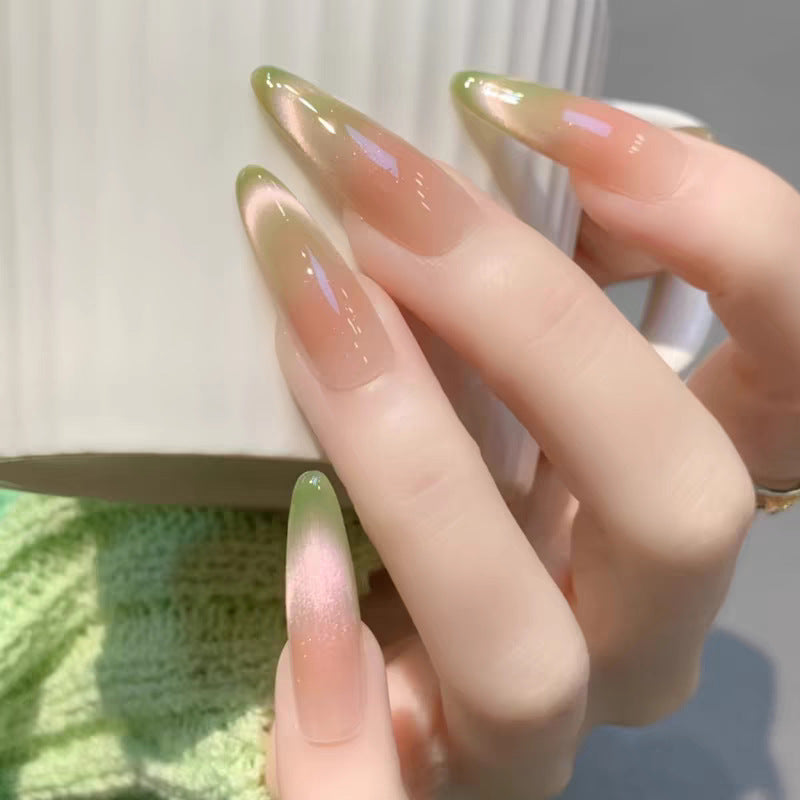 Künstlerisches Langes Stiletto Press-On Nagelset mit Schleife und Edelsteinakzenten Brehn
