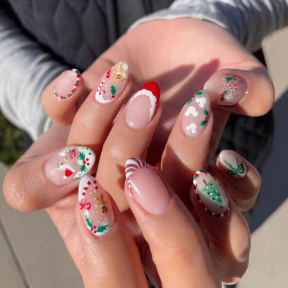 Kunstnagelset mit festlichen Weihnachtsmotiven und eleganten Designs Brehn