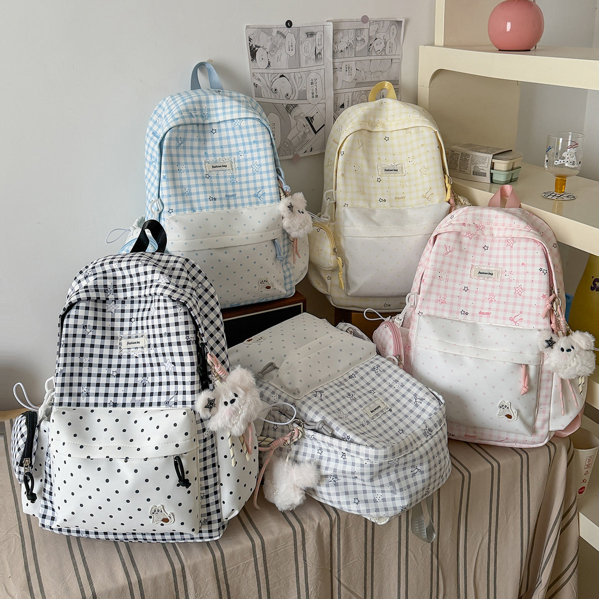 Stylischer Karostoff Casual Rucksack Brehn