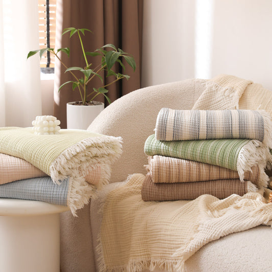 Damen moderne und stilvolle Waffelstruktur Plaid Decke Brehn
