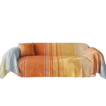 Oversized Reversible Striped Sofa Throw Cover and Cushion Set
