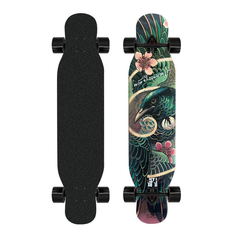 Künstlerisch mit Löwenmotiv verziertes Longboard Brehn