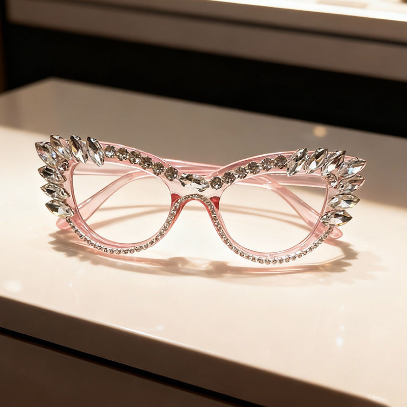 Luxuriöse Katzenaugen-Rhinestone-Sonnenbrille Brehn