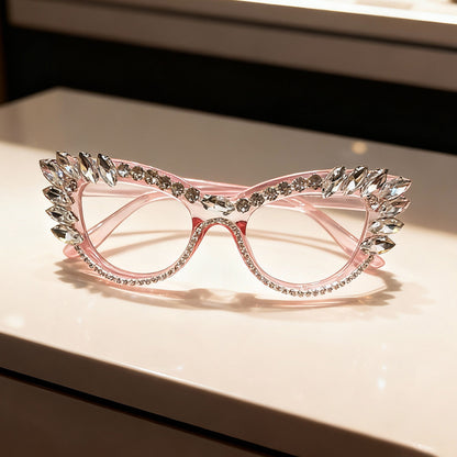 Luxuriöse Katzenaugen-Rhinestone-Sonnenbrille Brehn