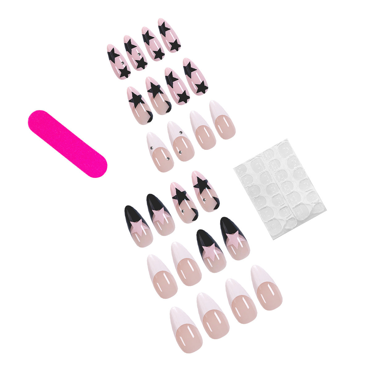 Kunstvolle Stiletto-Nägel mit Sternen-Motiv Brehn