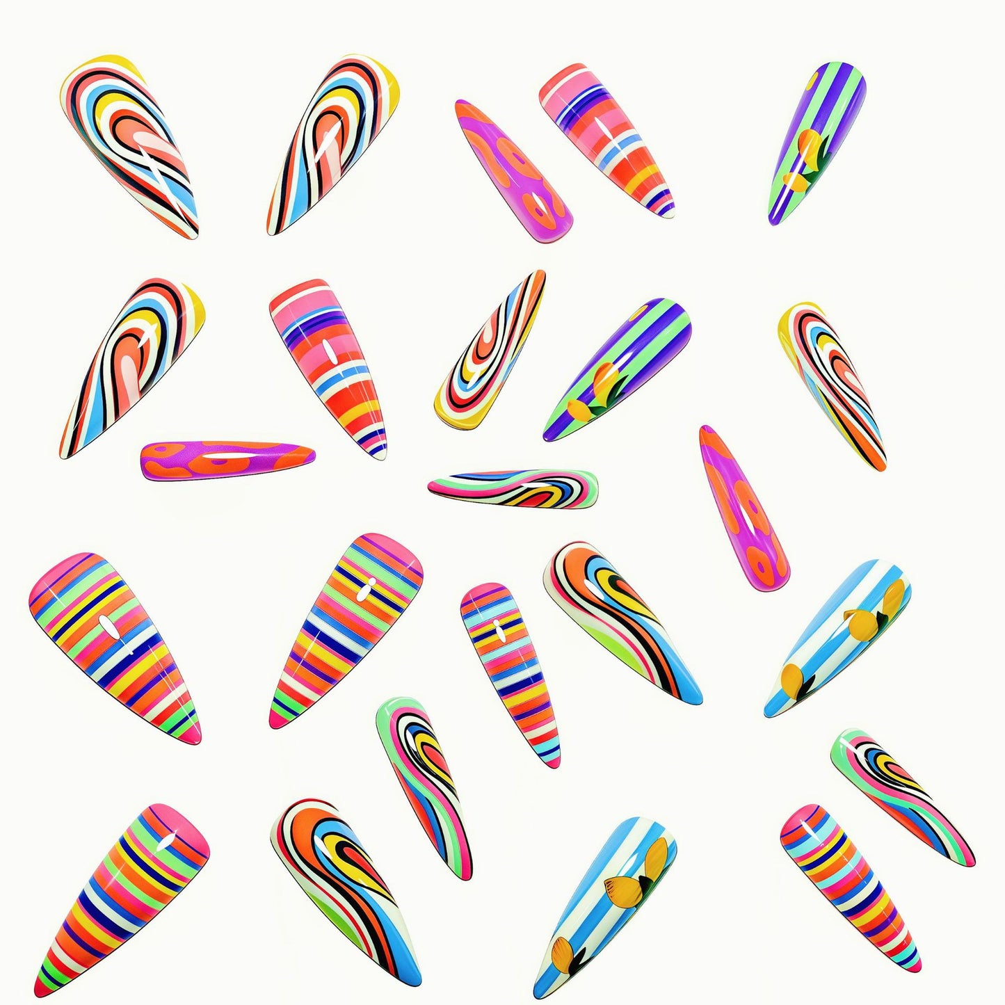 Kreative Kunstnägel mit Buntem Design Brehn