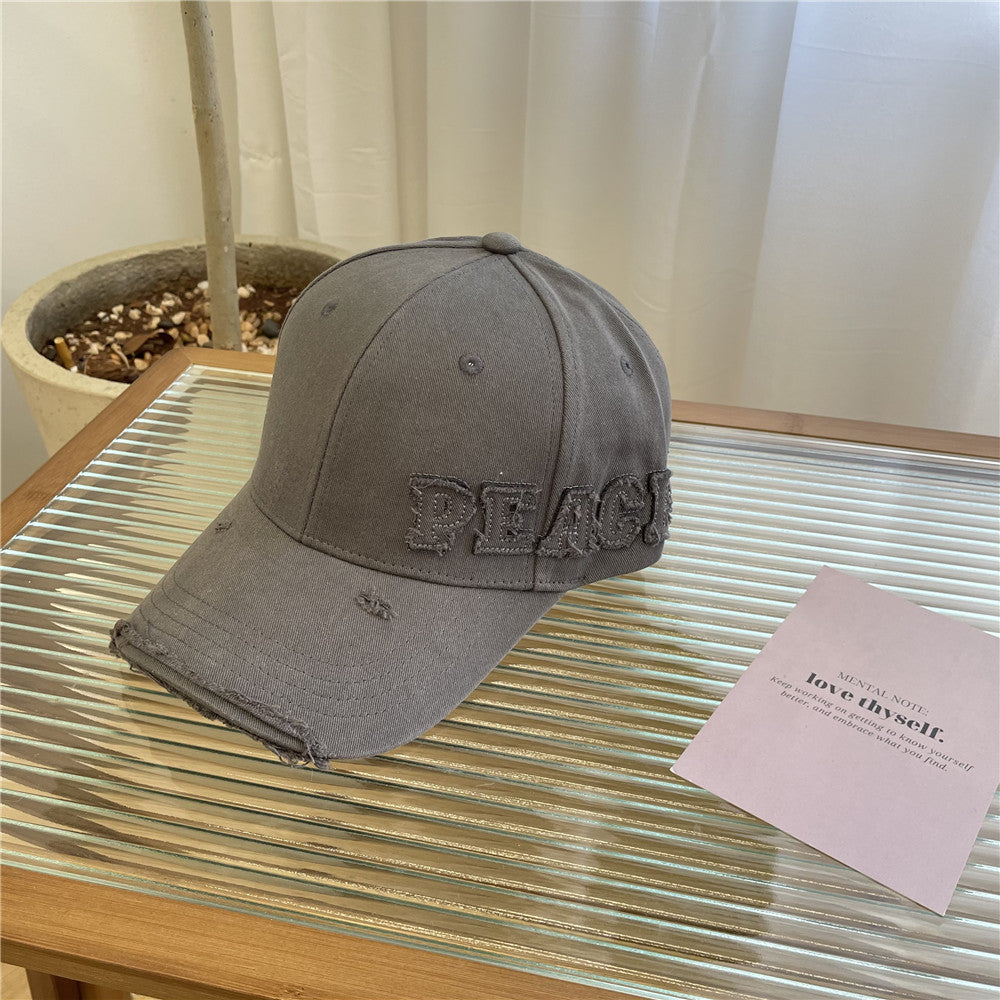 Damen Distressed Graphic Peace Baseball Cap Brehn