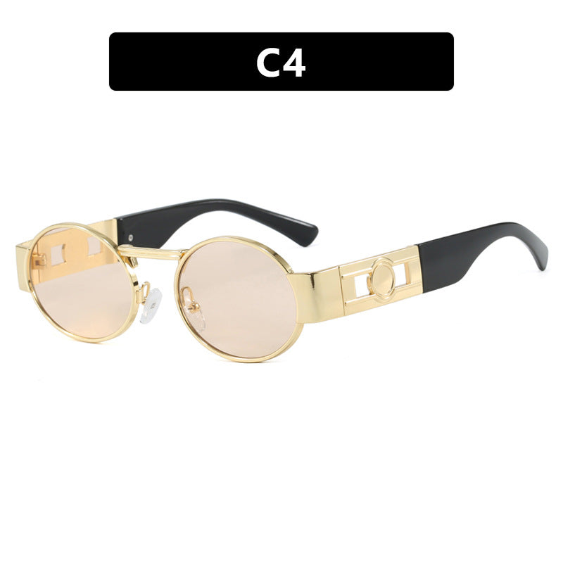 Damen runde Sonnenbrille mit modischem Metallrahmen und UV-Schutz Brehn