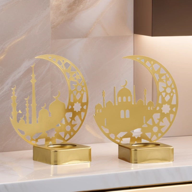 Dekorativer Halbmond Moschee Metall Teelichthalter Brehn