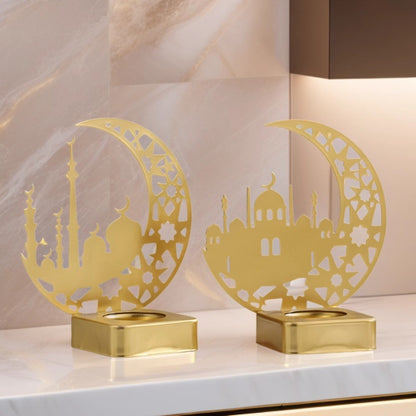 Dekorativer Halbmond Moschee Metall Teelichthalter Brehn