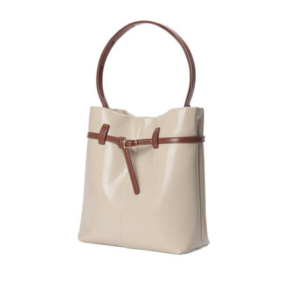 Strukturiert Leder-Look Gürteltasche Bucket Tote Schultertasche