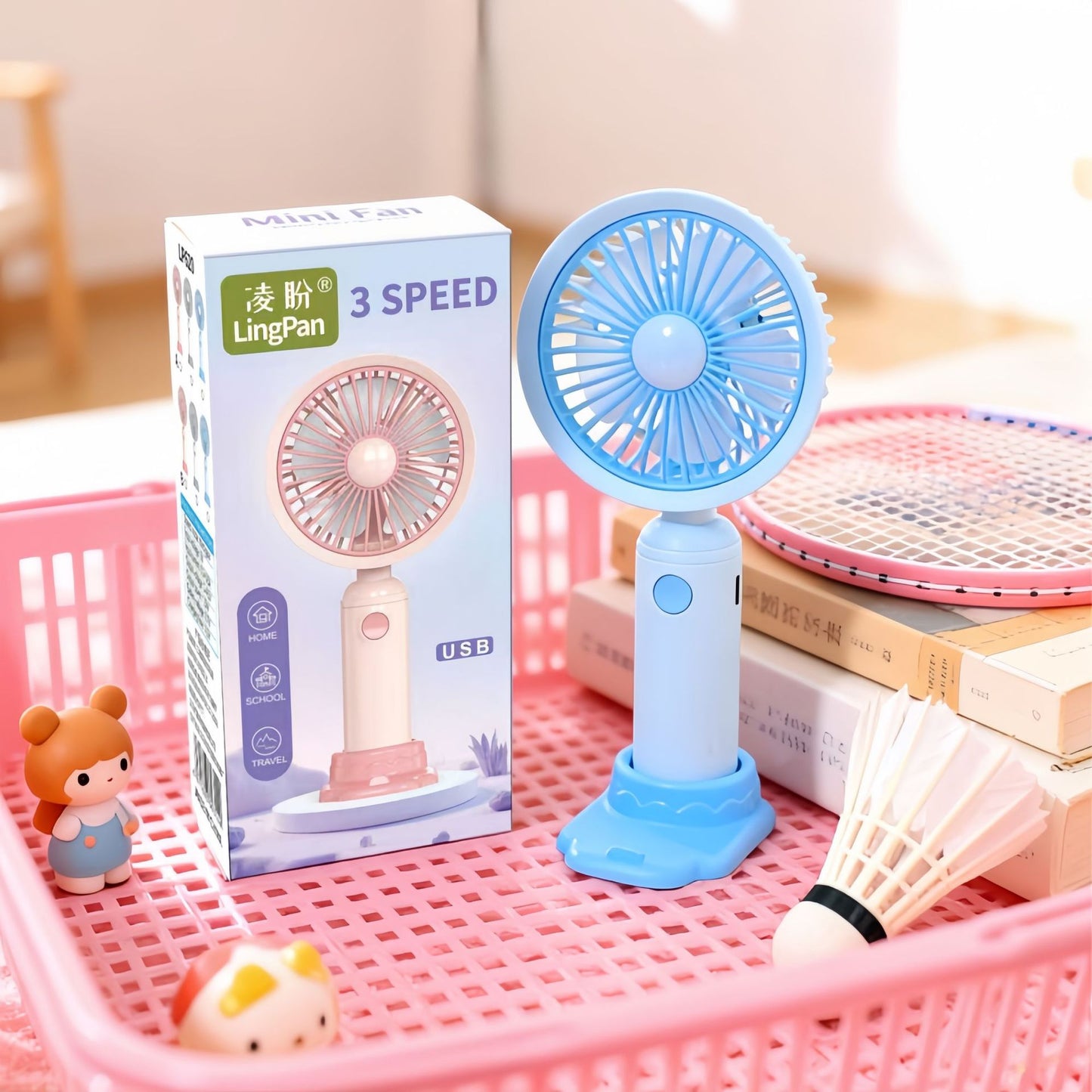 Unisex nan kompakter tragbarer USB-Handventilator mit klappbarem Ständer und leisem bürstenlosem Motor Brehn