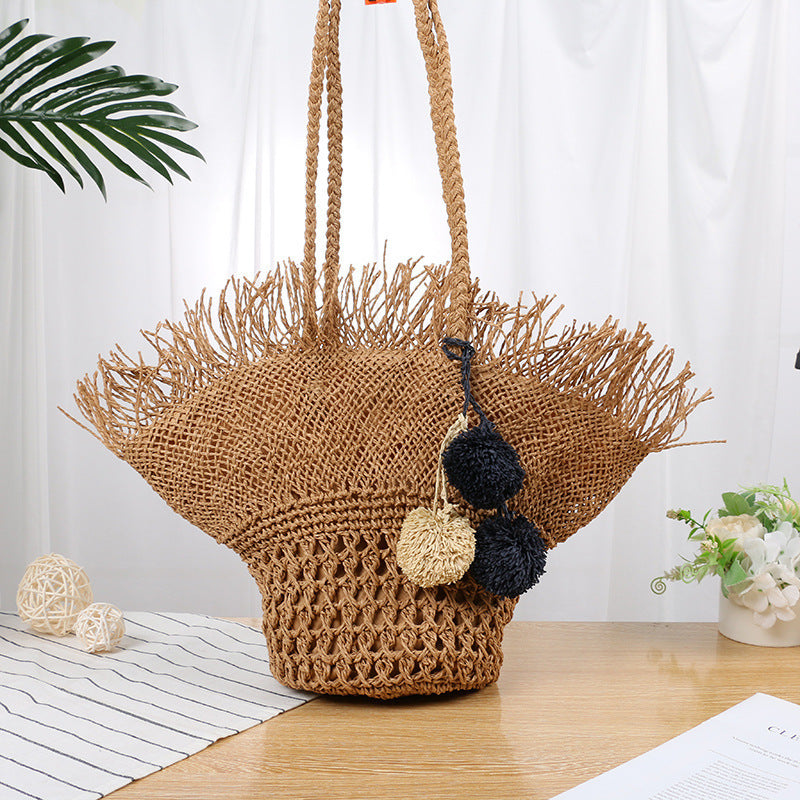 Elegante Korbtasche mit Fransigem Design Brehn