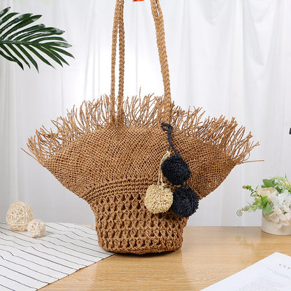 Elegante Korbtasche mit Fransigem Design Brehn
