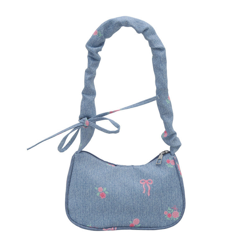 Bestickte Jeans Schultertasche Brehn