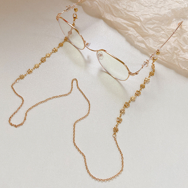 Stilisierte Brillenhalterkette mit Bunten Kristallen Brehn