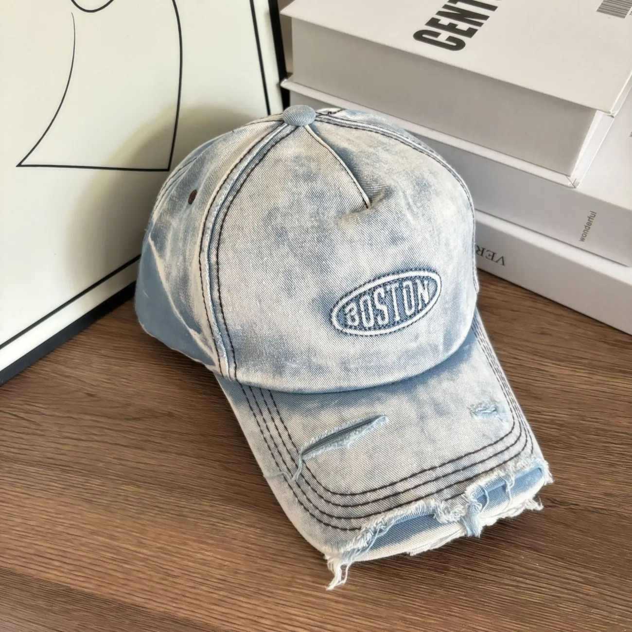 Männer Distressed Denim Effekt Baseballmütze Brehn