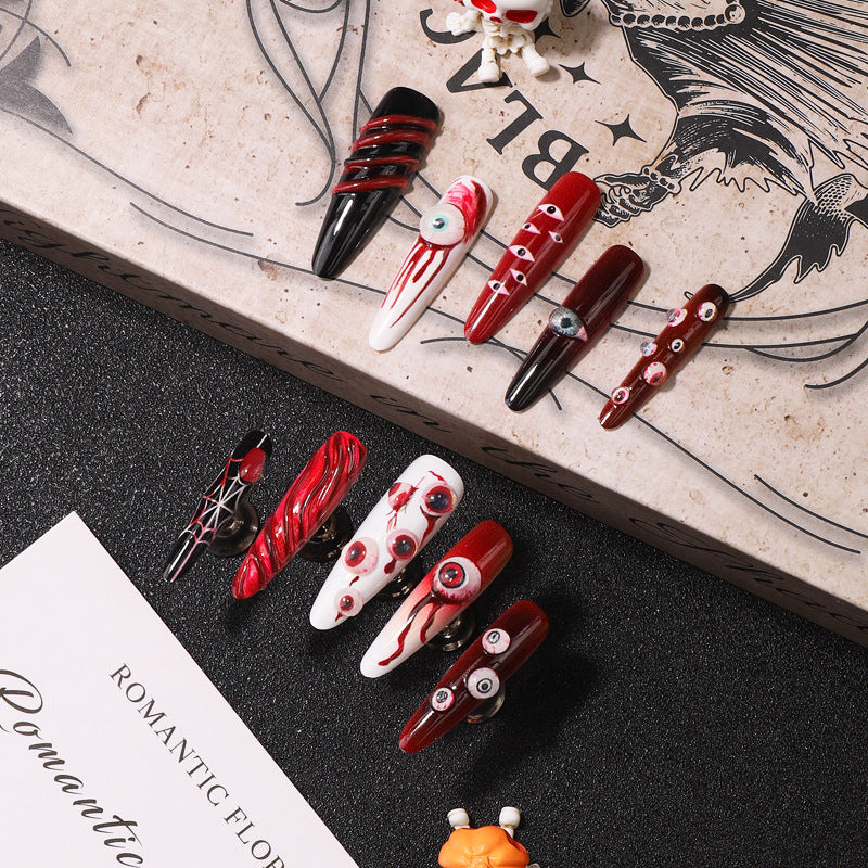 Kreatives Halloween-Themen Press-On-Nagelset Brehn